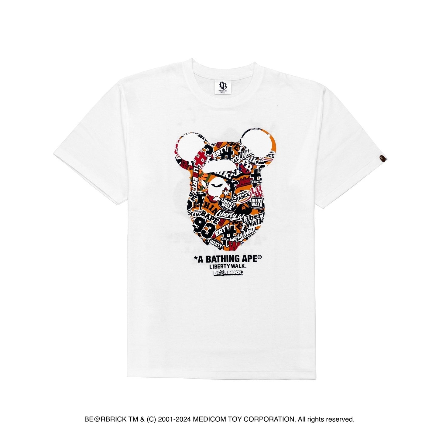 Liberty Walk x Bape x MEDICOM TOY Bear T-Shirt (White) (Tokyo Auto Salon 2025 Exclusive)