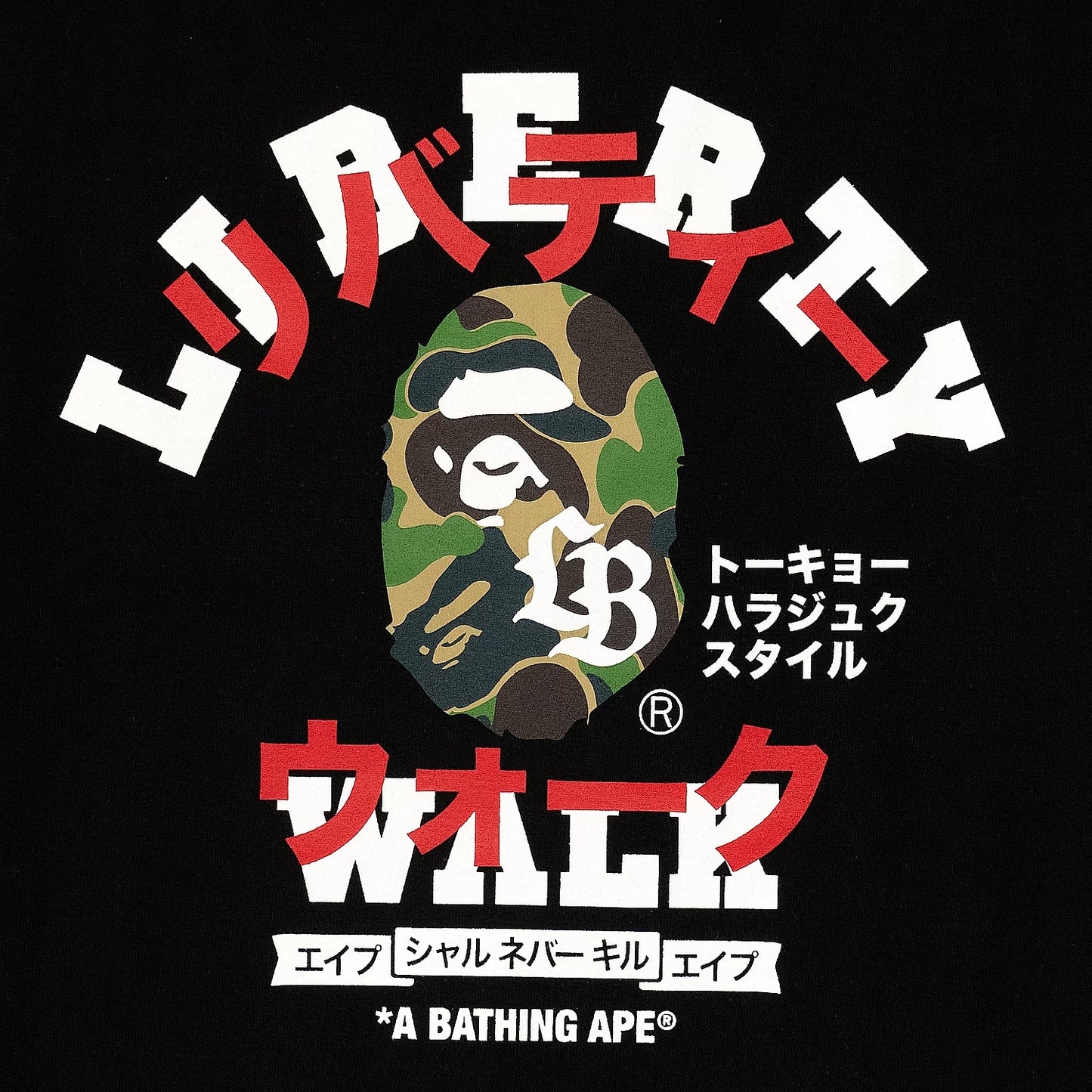 Liberty Walk x Bape Katakana College T-Shirt