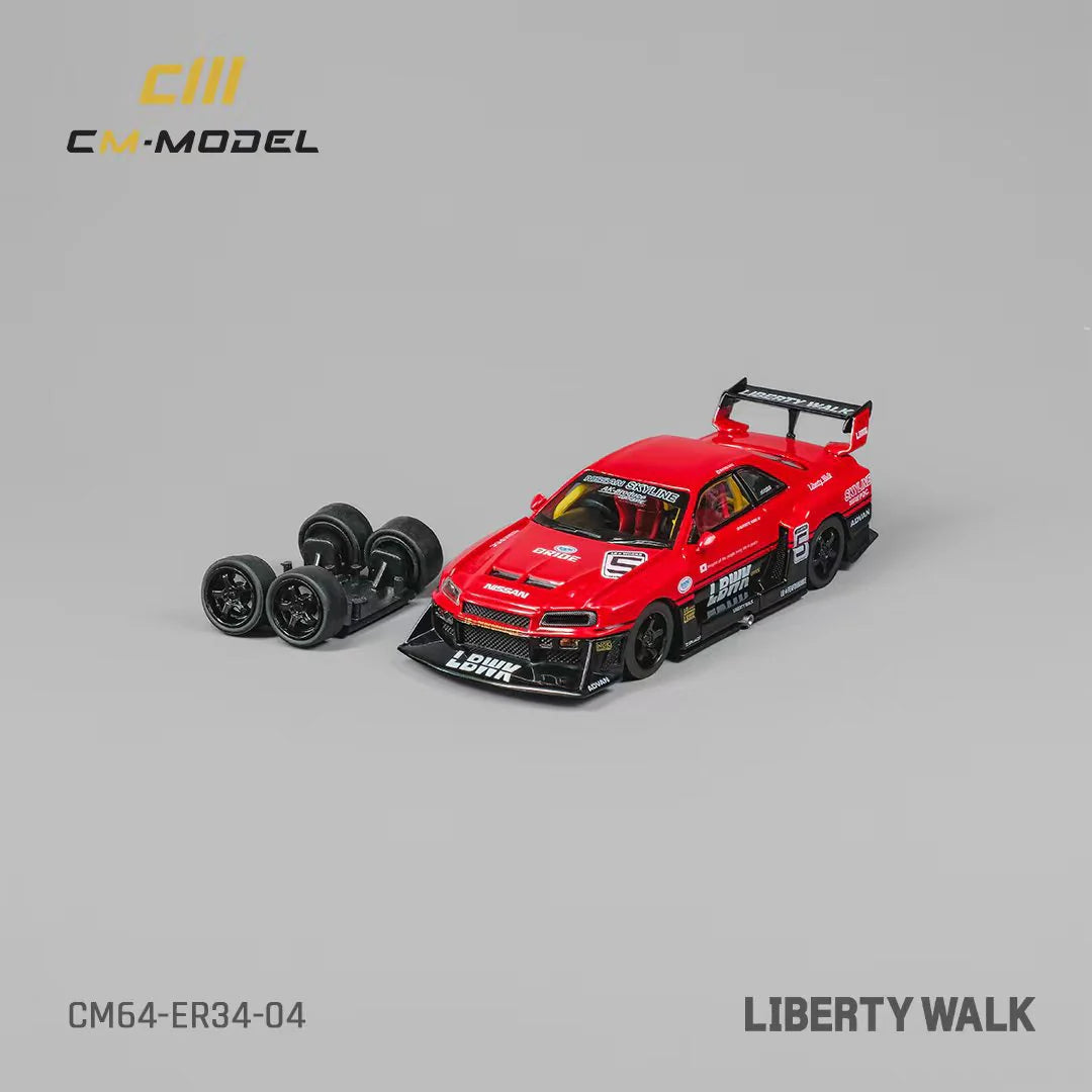 1/64 CM Model LB-ER34 Super Silhouette Nissan Skyline (Red/Black 1/64 CM Model LB-ER34 Super Silhouette Nissan Skyline (Red/Black
