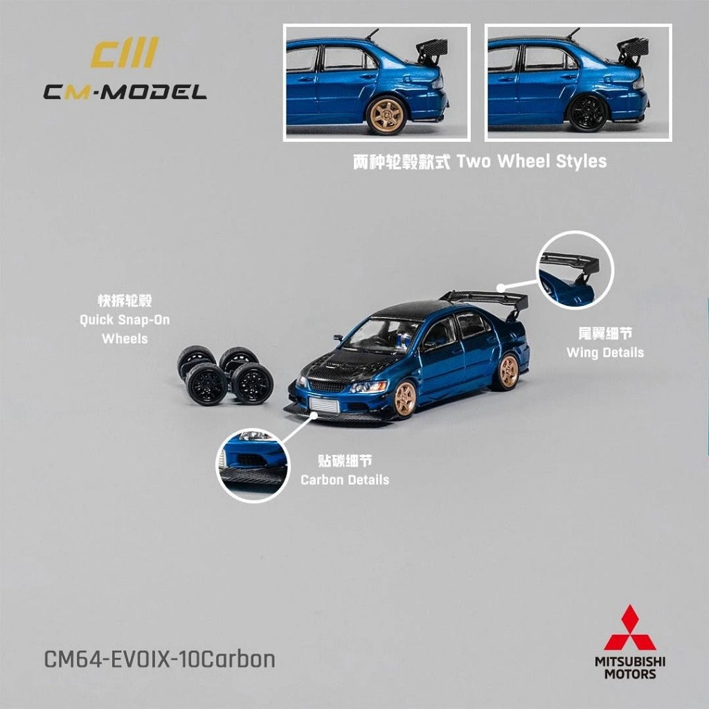 1/64 CM Model Mitsubishi Lancer Evo IX (Metallic Blue/Carbon)