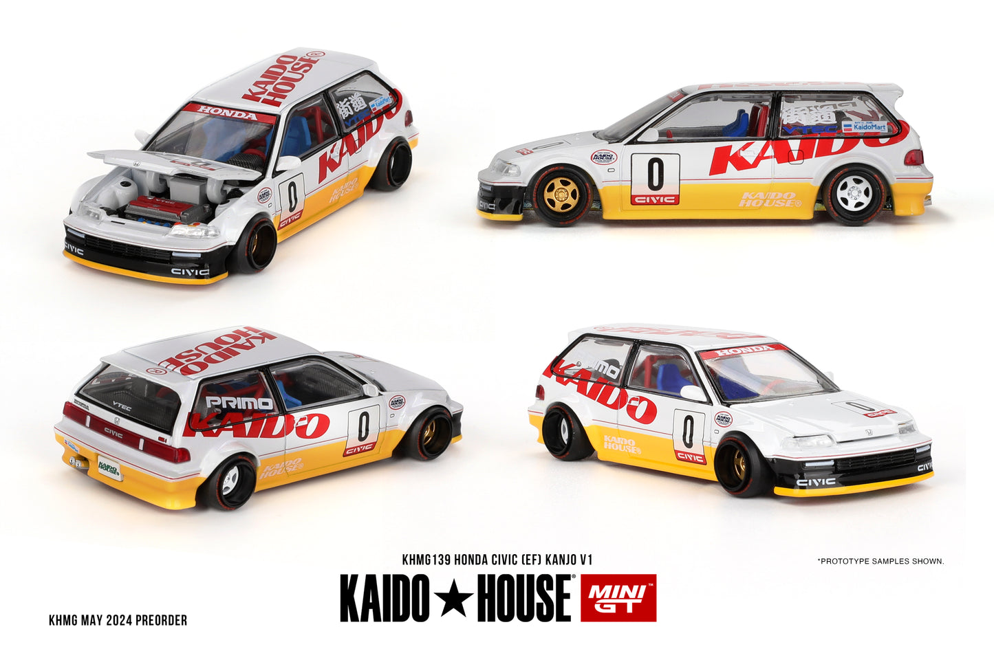 1/64 MiniGT x Kaido House Honda Civic (EF) Kanjo V1 (KHMG139)