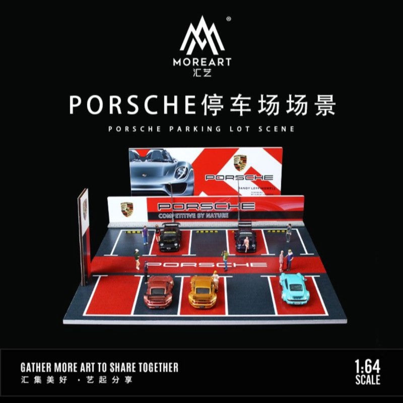 MoreArt Parking Lot Scene Diorama with LED Lighting (Porsche)