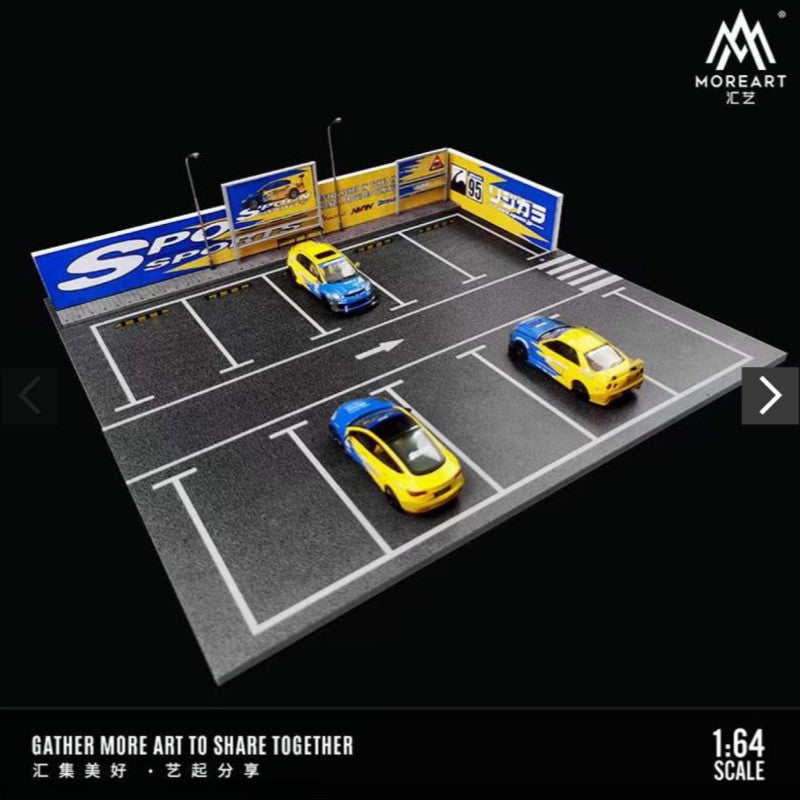 MoreArt Parking Lot Scene Diorama with LED Lighting (Spoon Sports)