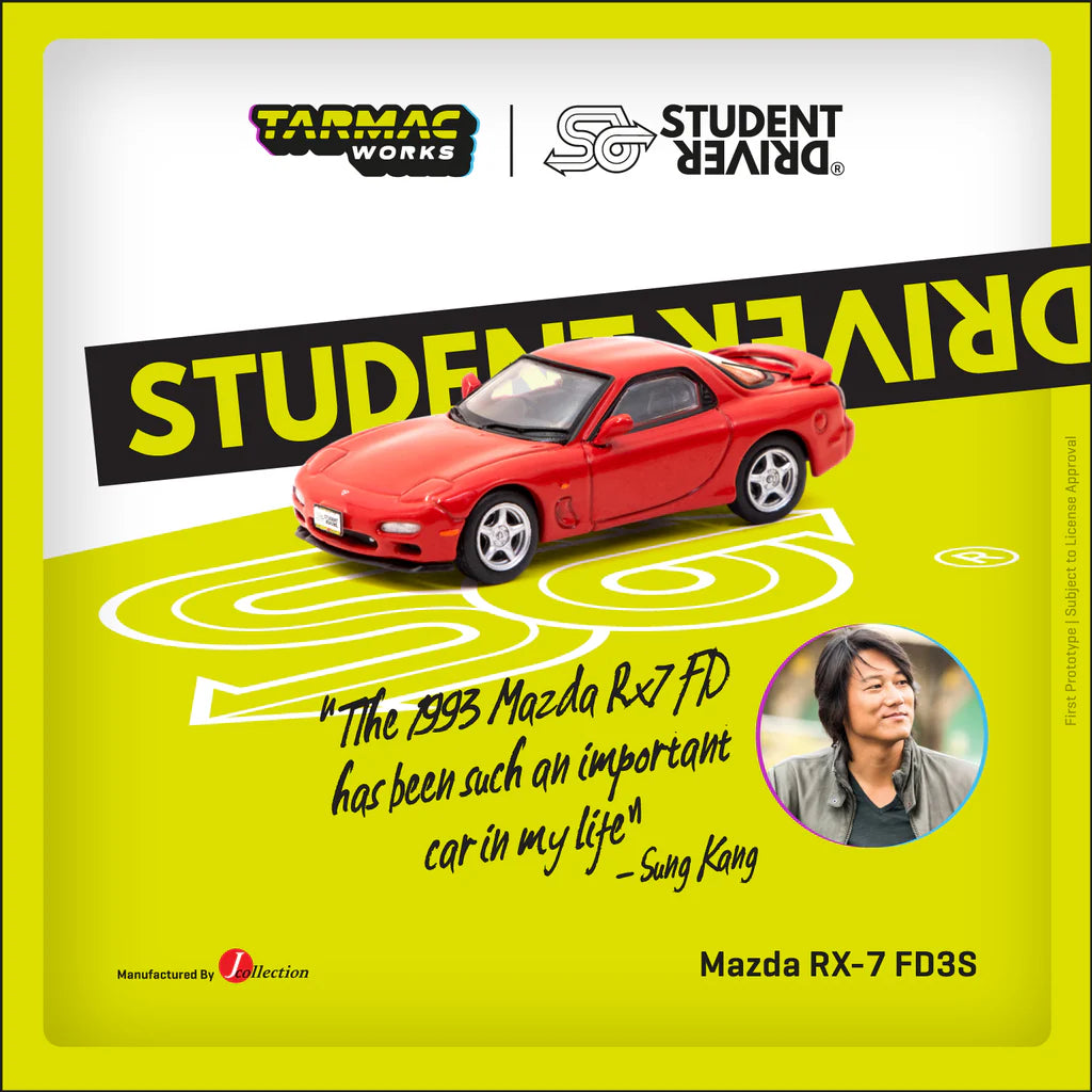 1/64 Tarmac Works x J Collection x Student Driver Mazda RX-7 FD3S (Red) (Chance of Chase Car)