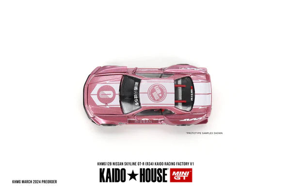 1/64 MiniGT x Kaido House Nissan Skyline GT-R (R34) Kaido Racing Factory V1 (KHMG128)