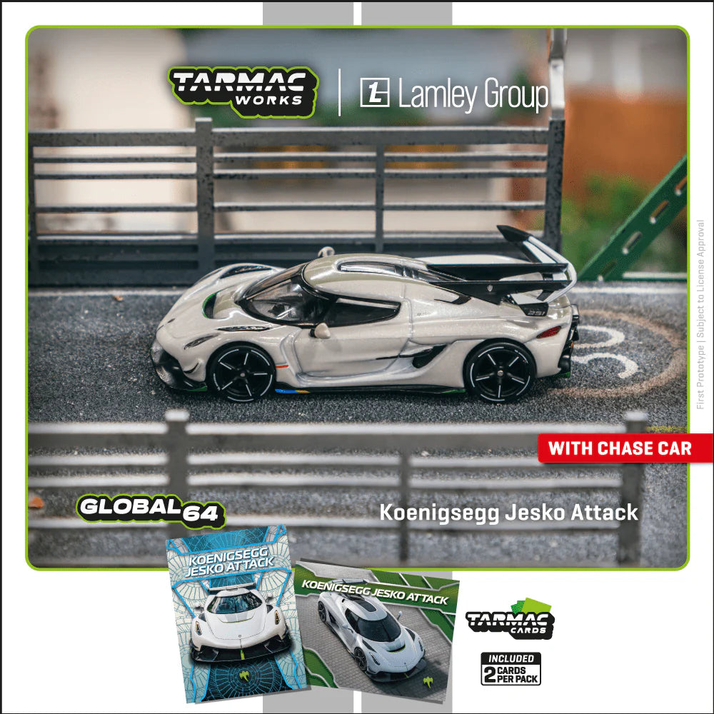 1/64 Tarmac Works Koenigsegg Jesko Attack (White Metallic) (Lamley Special Edition) (Chance of Chase Car)