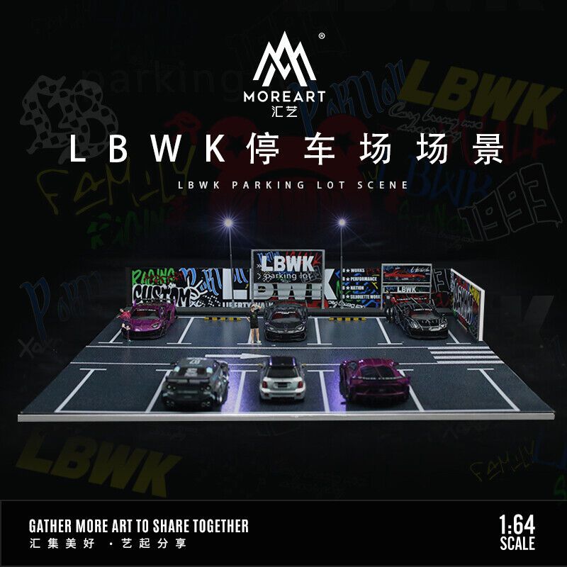 MoreArt Parking Lot Scene Diorama with LED Lighting (LBWK)