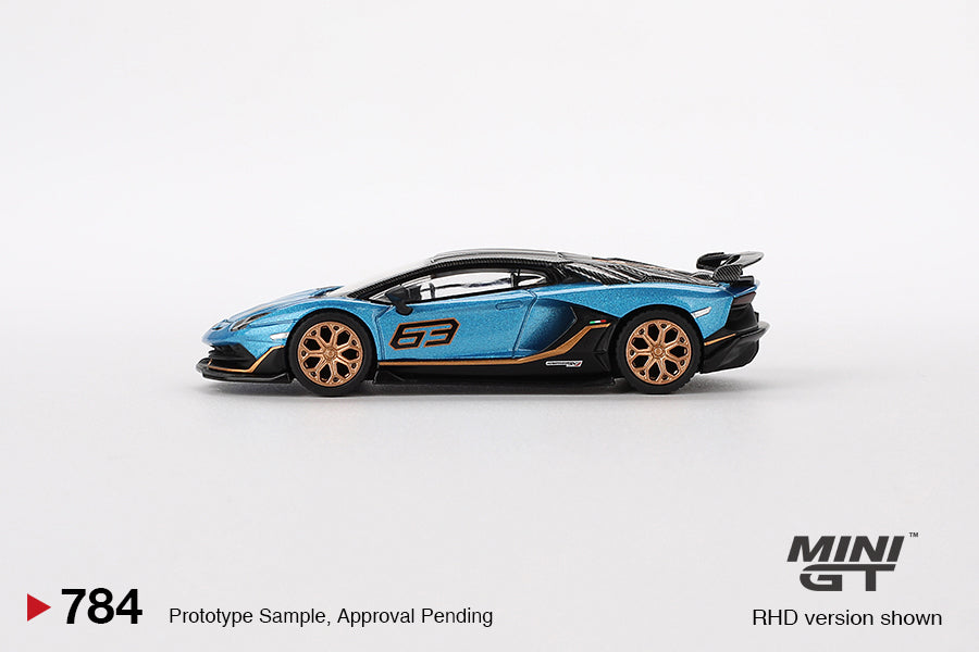 1/64 MiniGT Lamborghini Aventador SVJ 63 Blu Aegir (MGT00784) (Blister Pack)