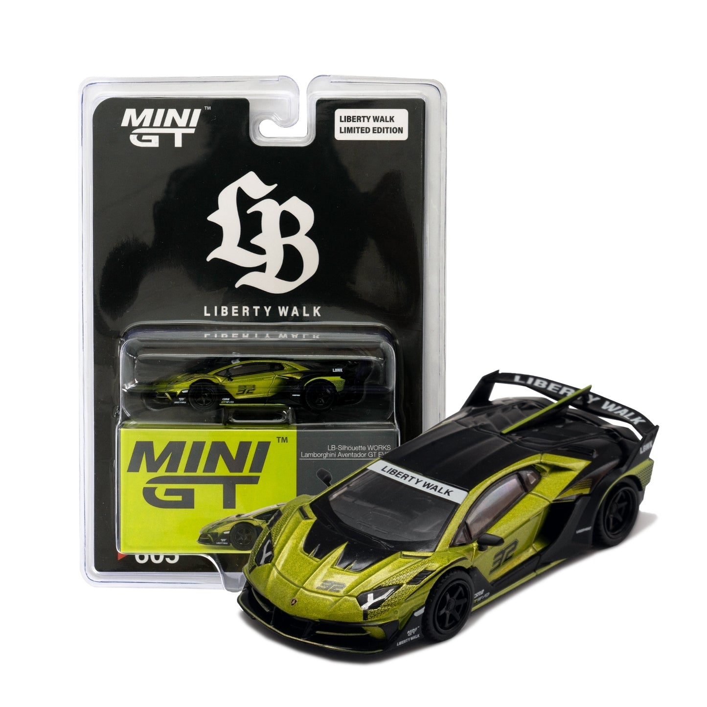 1/64 MiniGT Lamborghini LB-Silhouette WORKS Aventador GT EVO Lime (MGT00605) (Blister Pack)