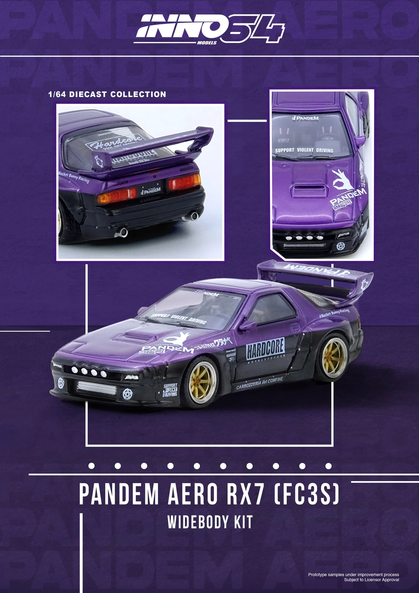 1/64 Inno64 Mazda "Pandem Rocket Bunny" RX-7 (FC3S) (Purple)