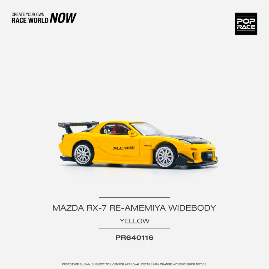 1/64 Pop Race Mazda RX-7 Re-Amemiya Widebody (Yellow) (PR64-116)
