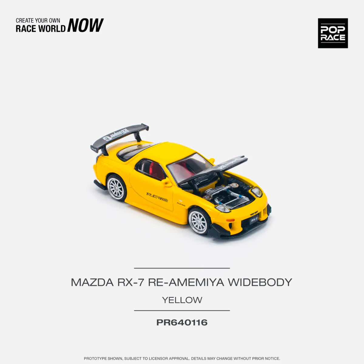 1/64 Pop Race Mazda RX-7 Re-Amemiya Widebody (Yellow) (PR64-116)