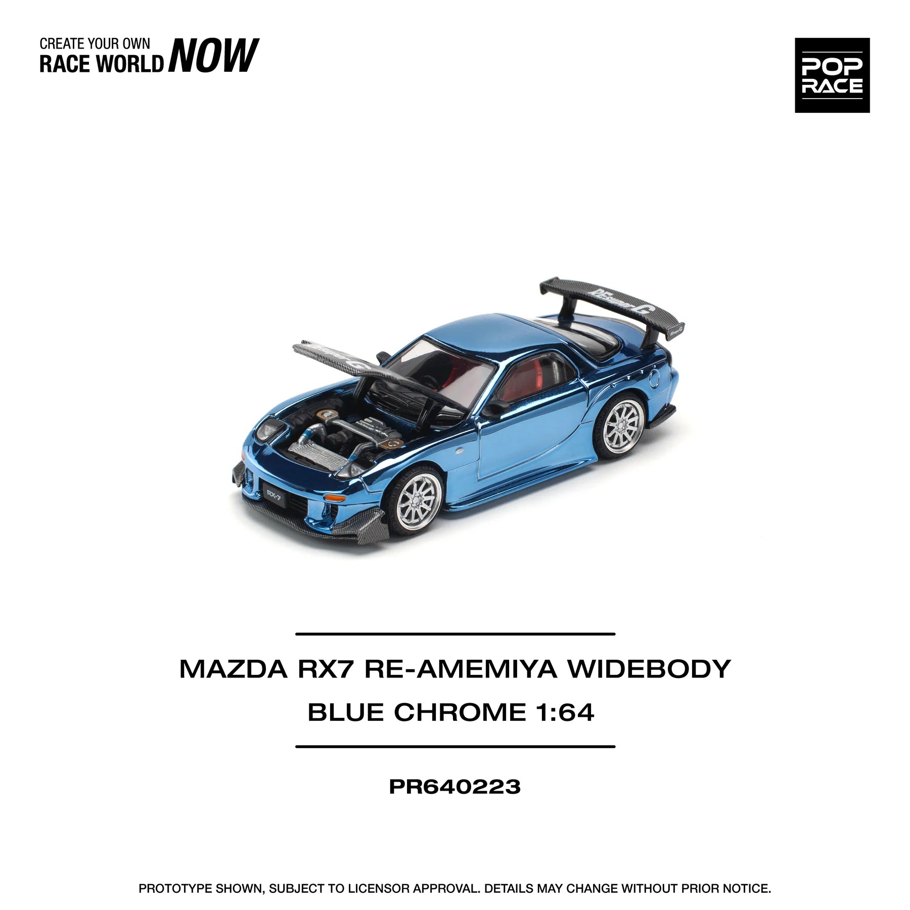 1/64 Pop Race Mazda RX-7 Re-Amemiya Widebody (Blue Chrome) (PR64