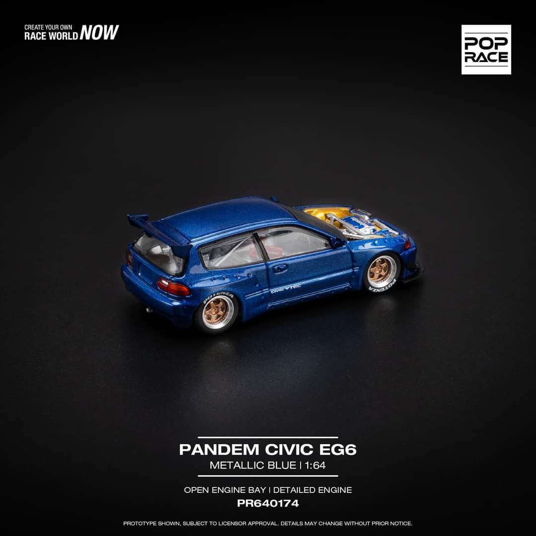 1/64 Pop Race Pandem Civic EG6 (Metallic Blue) (PR64-174)