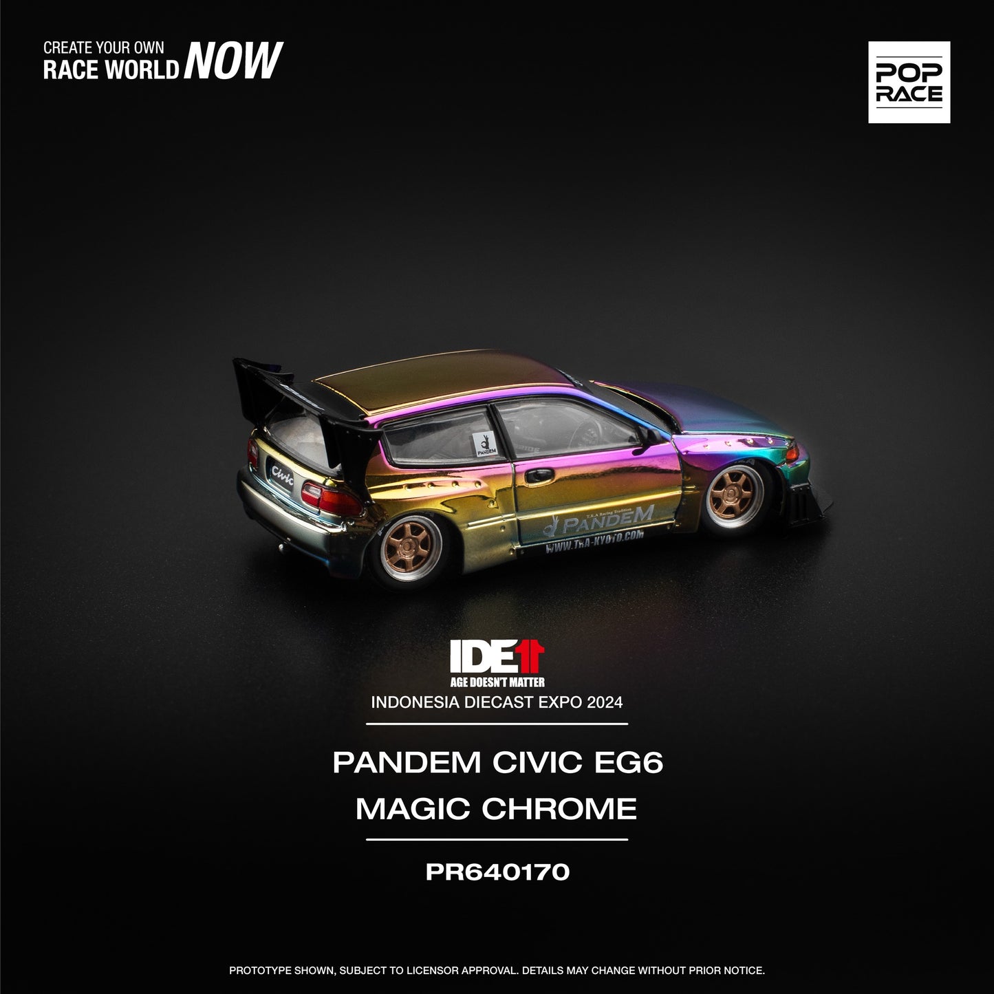 1/64 Pop Race Pandem Civic EG6 (Magic Chrome) (PR64-170) (IDE 2024 Exclusive)
