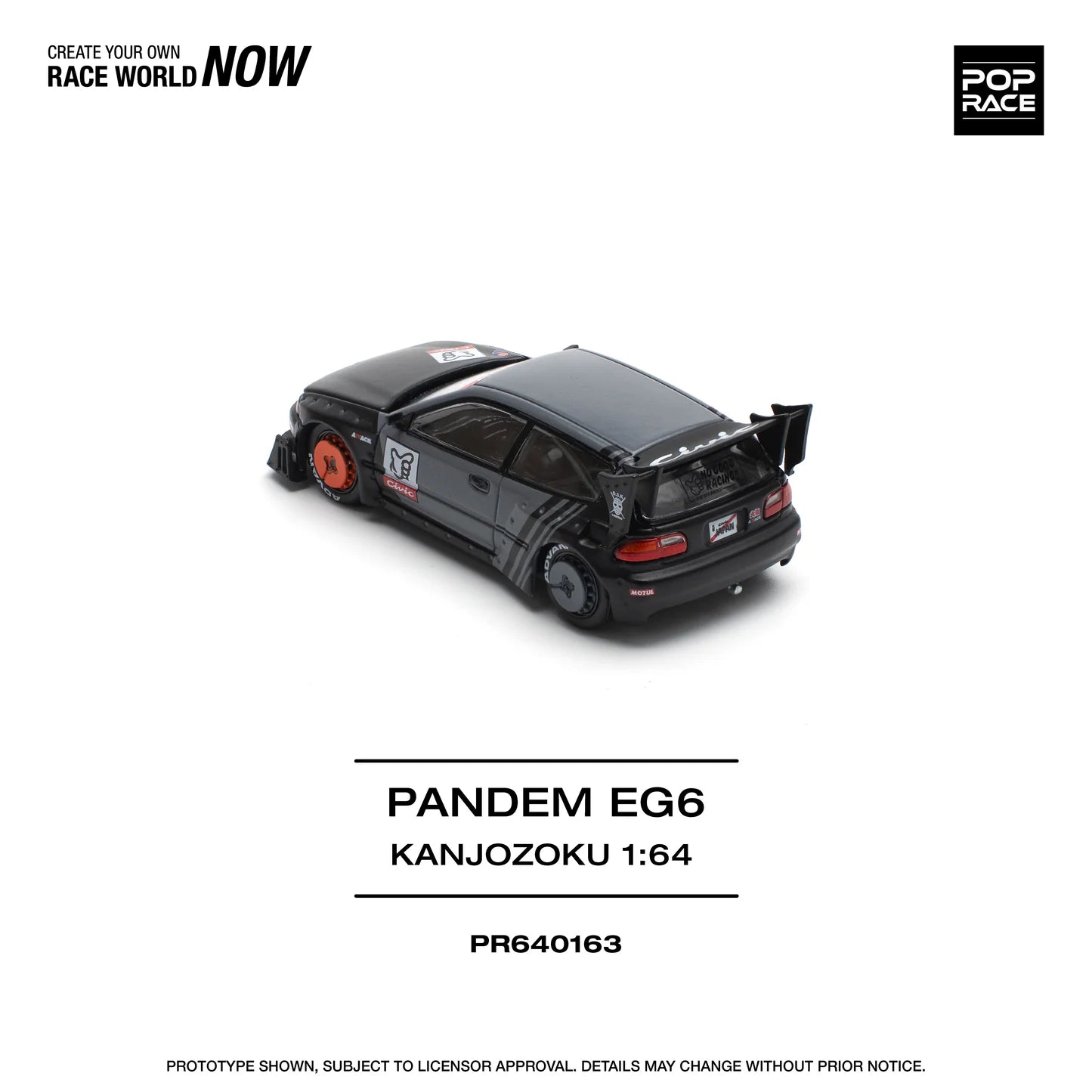 1/64 Pop Race Pandem Civic EG6 "Kanjozoku" (Black) (PR64-163)