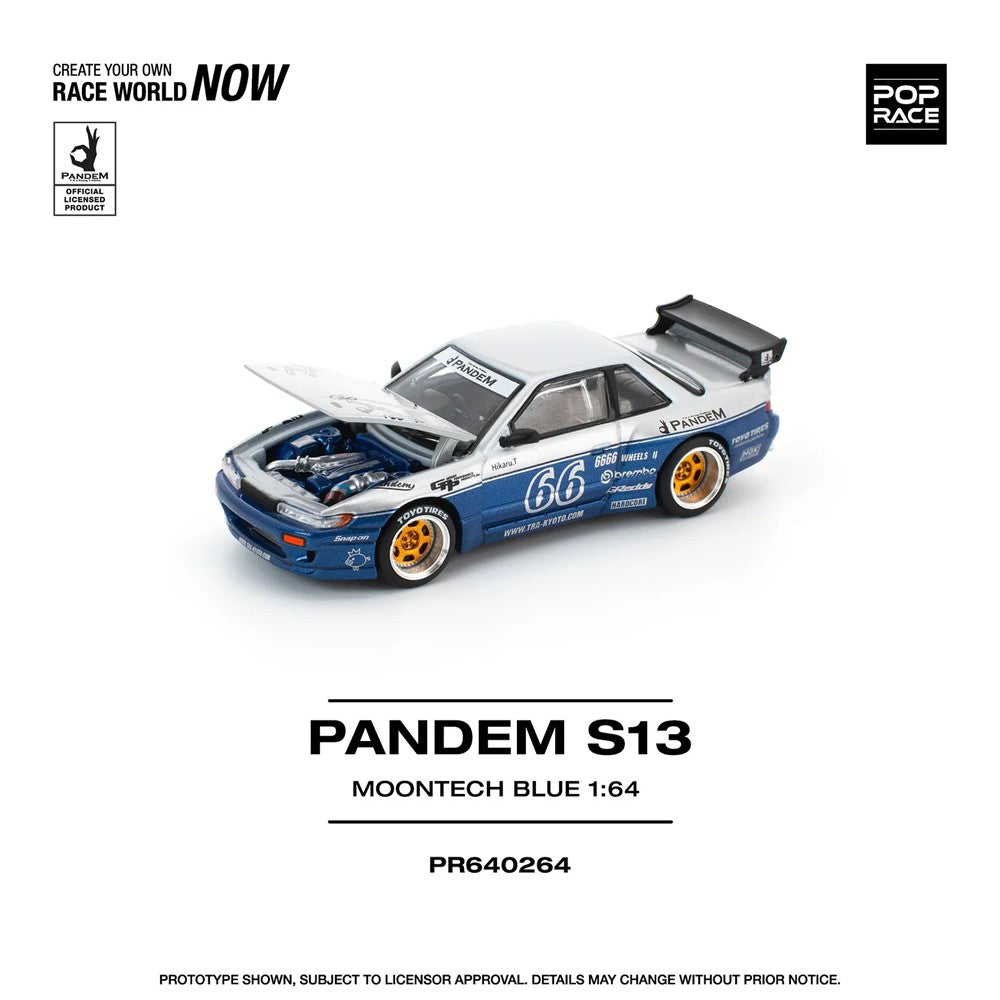 1/64 Pop Race Pandem Silvia S13 (Moontech Blue) (PR64-264)