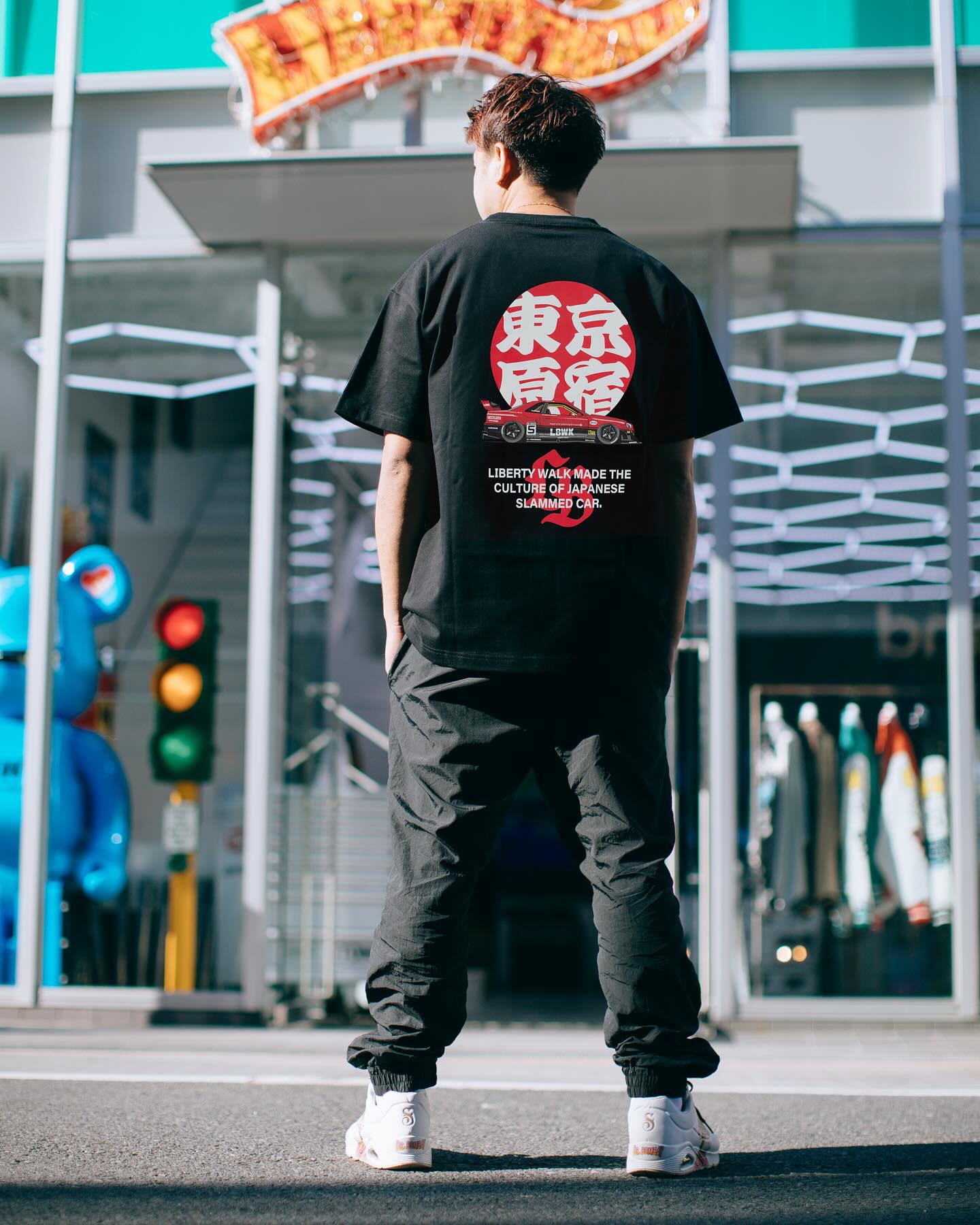 Liberty Walk 東京原宿 R34 日の丸 Black T-Shirt (Tokyo Exclusive)