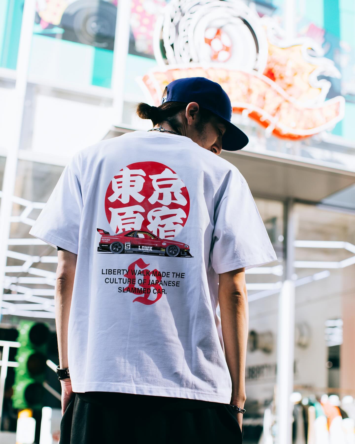 Liberty Walk 東京原宿 R34 日の丸 White T-Shirt (Tokyo Exclusive)