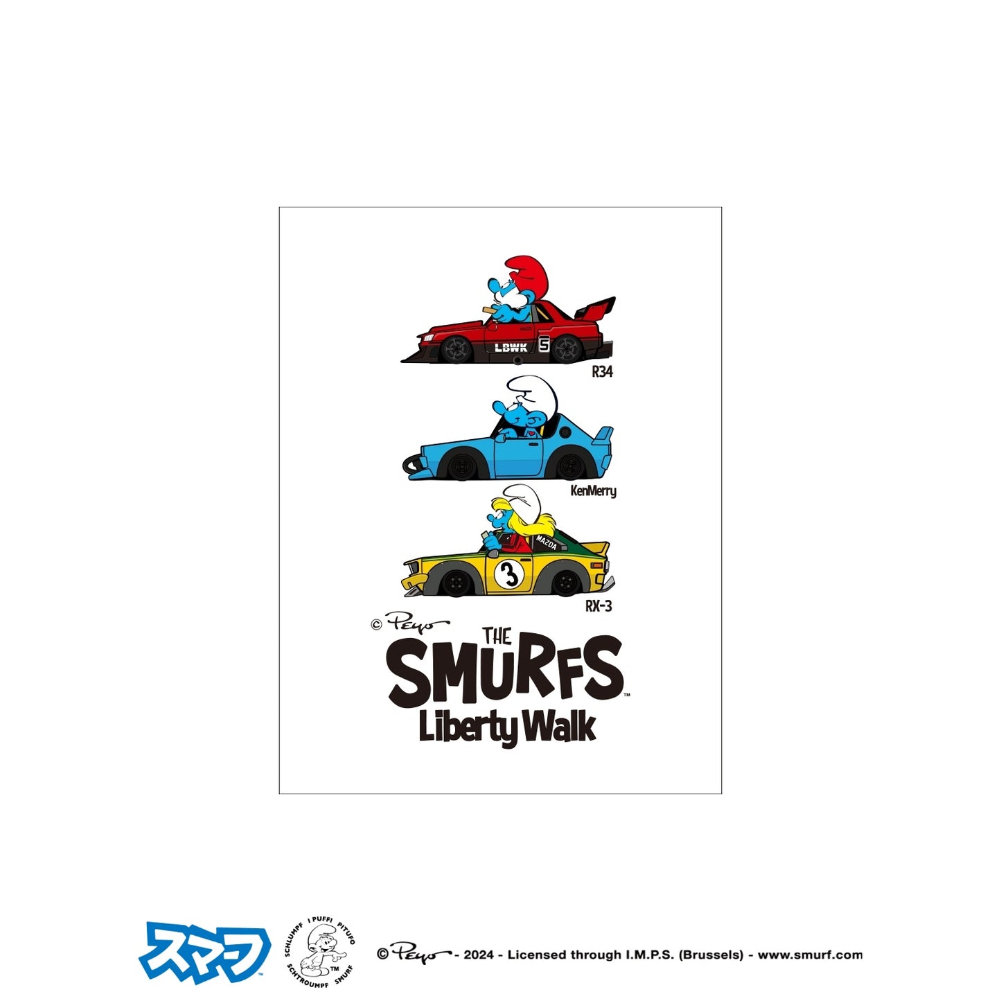 Liberty Walk x Smurfs Old Car Sticker