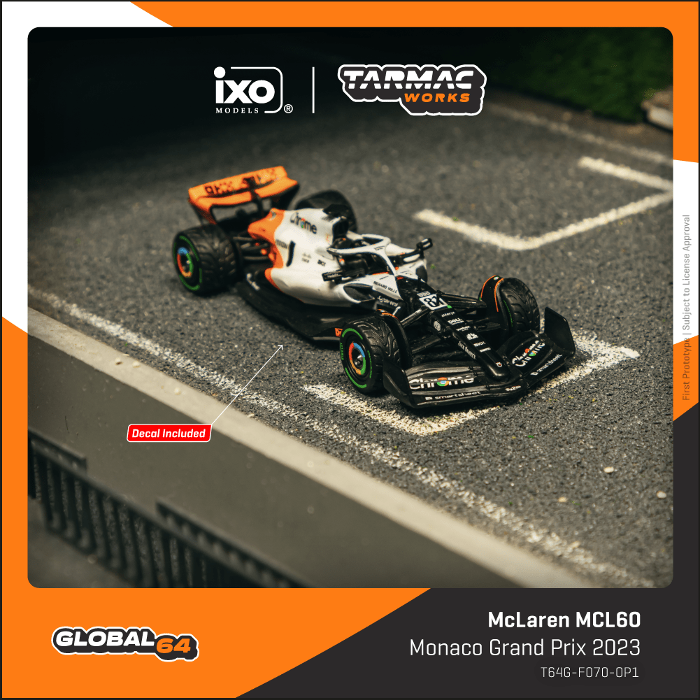 1/64 Tarmac Works x iXO Models Mclaren MCL60 (Monaco Grand Prix 2023 Oscar Piastri)
