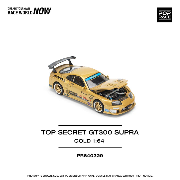 1/64 Pop Race Top Secret GT300 Toyota Supra A80 (Gold) (PR64-229)