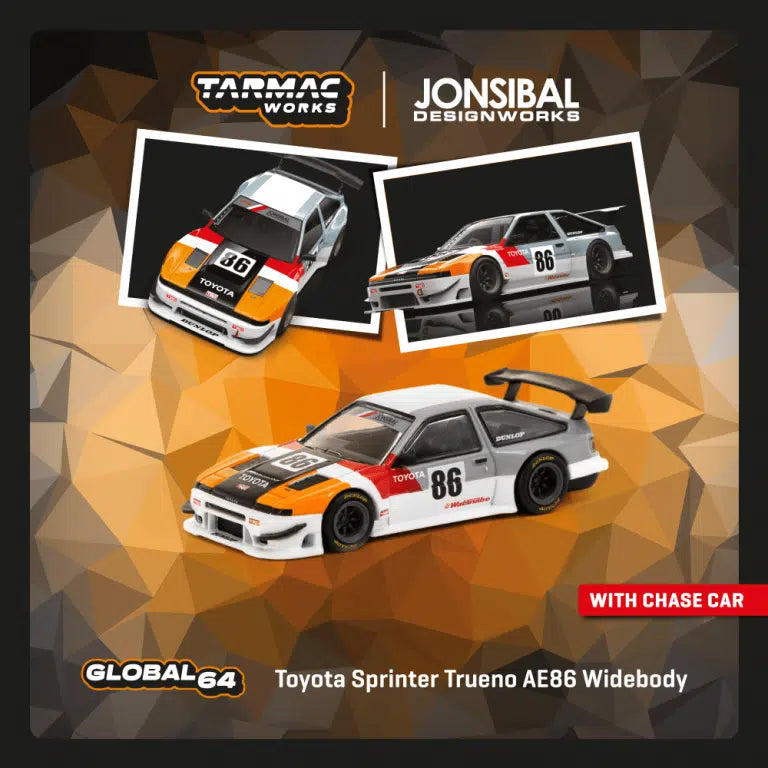 1/64 Tarmac Works x Jonsibal Designworks Toyota Sprinter Trueno AE86 Widebody (Chance of Chase Car)