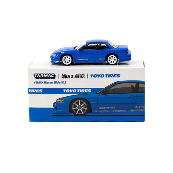 1/64 Tarmac Works x VERTEX x Toyo Tires Nissan Silvia S13 (Blue) (Chance of Chase Car)