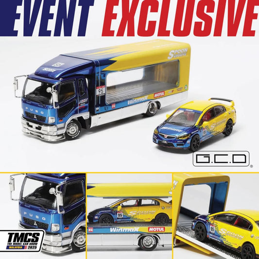 1/64 GCD Mitsubishi Fuso Transporter & Honda Civic FD2R (Blue Chrome) (TMCS Malaysia 2025 Exclusive)