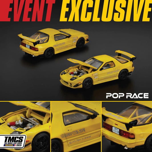 1/64 Pop Race Mazda RX7 FC3S Re-Amemiya (Yellow) (PR64-286) (TMCS Malaysia 2025 Exclusive)