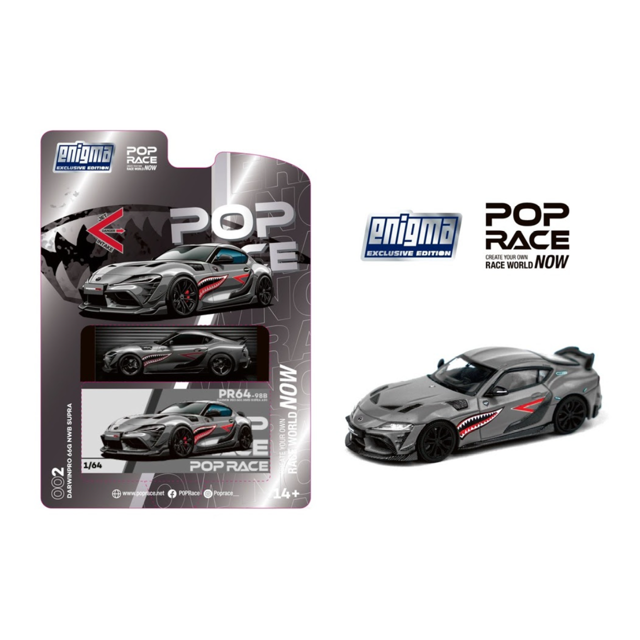 1/64 Pop Race x Enigma Darwin Pro 66G NWB Toyota Supra A90 (Metallic Grey) (PR64-98B)