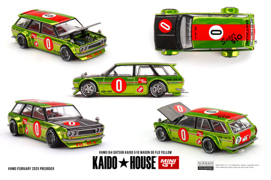 1/64 MiniGT x Kaido House Datsun KAIDO 510 Wagon OG Flo Yellow (KHMG164) (Chance of Chase Car)