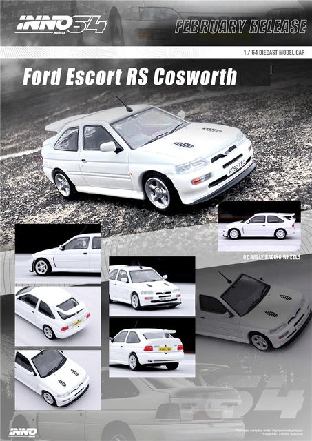 1/64 Inno64 Ford Escort RS Cosworth "OZ Rally Racing Wheels" (RHD) (White)