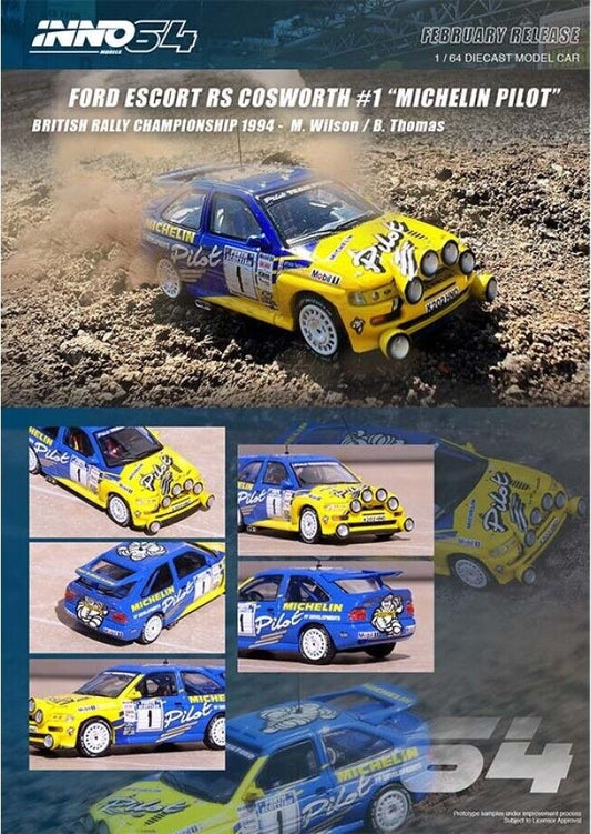 1/64 Inno64 Ford Escort RS Cosworth #1 "Michelin Pilot" Manx International Rally 1994 Winner (Blue)