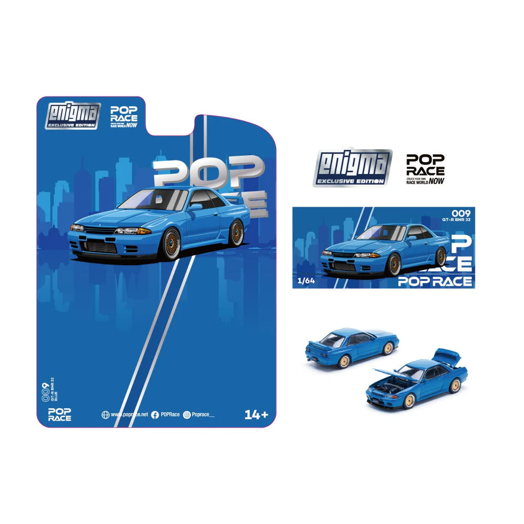 1/64 Pop Race x Enigma Nissan Skyline R32 (Bayside Blue) (PR009)