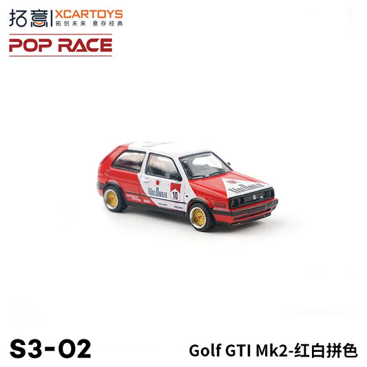 1/64 Pop Race Volkswag3n Golf GTI MK2 (Red White) (S3-02)