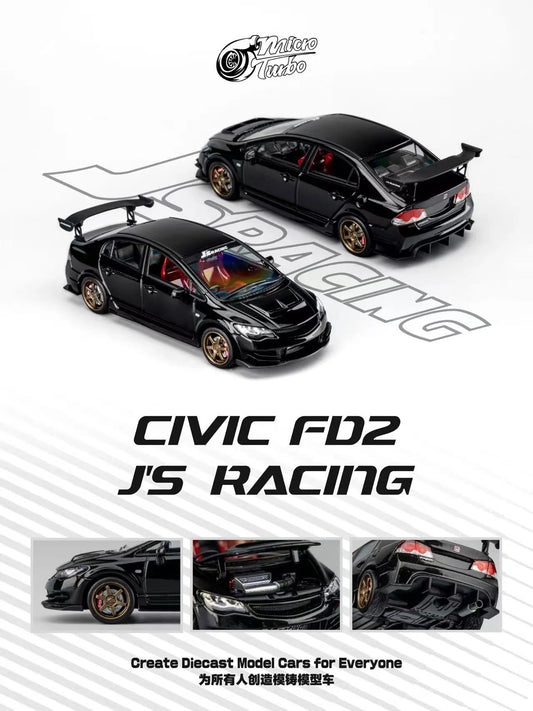 1/64 Micro Turbo Honda Civic FD2 J's Racing (Black)