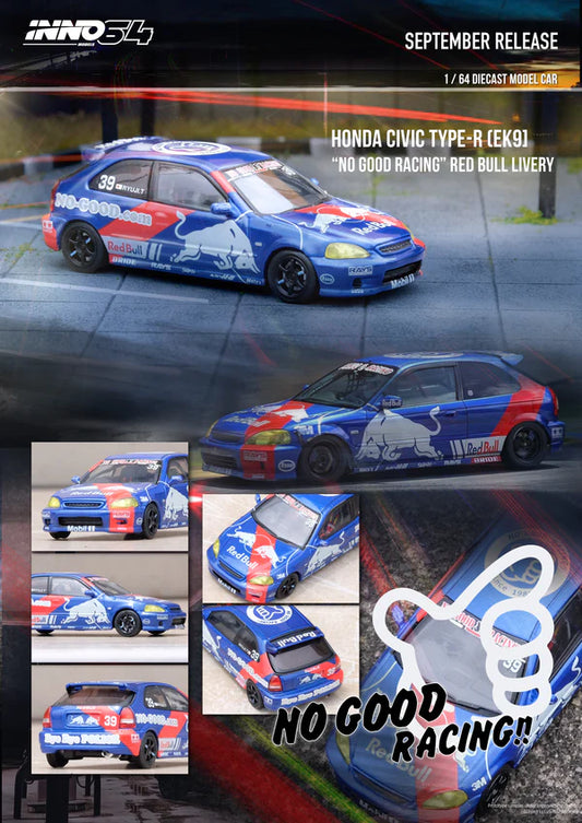 1/64 Inno64 Honda Civic Type-R (EK9) "NO GOOD RACING" Red Bull Livery (Blue)