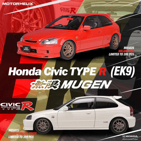 1/18 Motorhelix Honda Civic Type-R (EK9) MUGEN in Championship White
