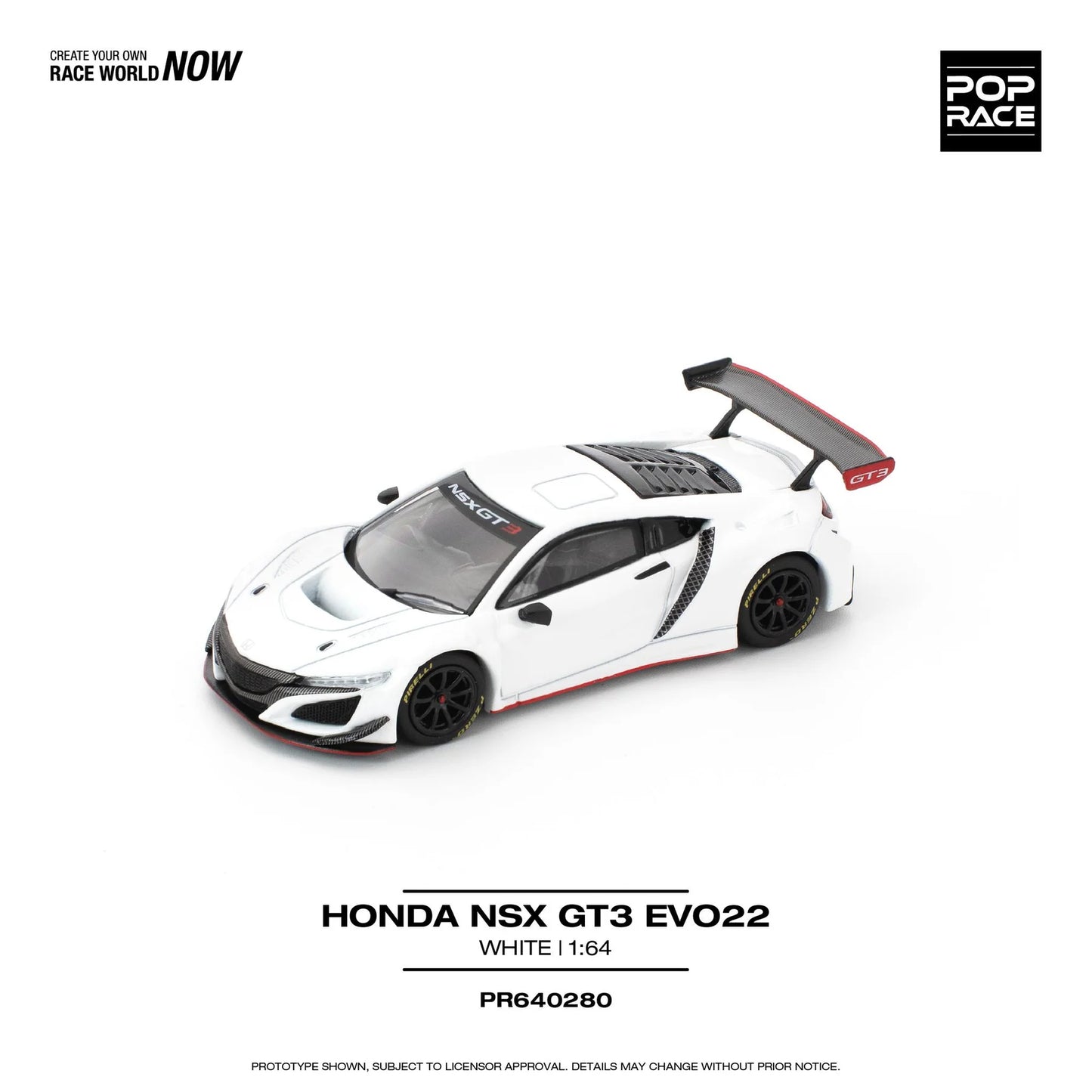 1/64 Pop Race Honda NSX GT3 EVO22 (White) (PR64-280)