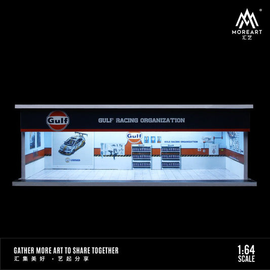 MoreArt Maintenance Workshop Scene Diorama with LED Lighting (Gulf Racing Organization)