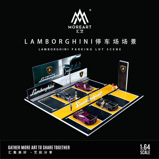 MoreArt Parking Lot Scene Diorama with LED Lighting (Lamborghini)