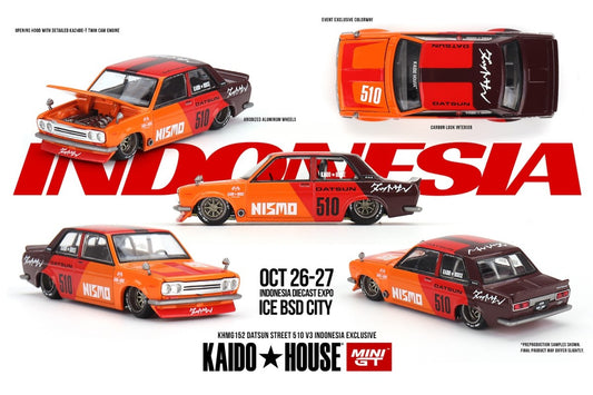 1/64 MiniGT x Kaido House Datsun Street 510 V3 (KHMG152) (IDE 2024 Exclusive)