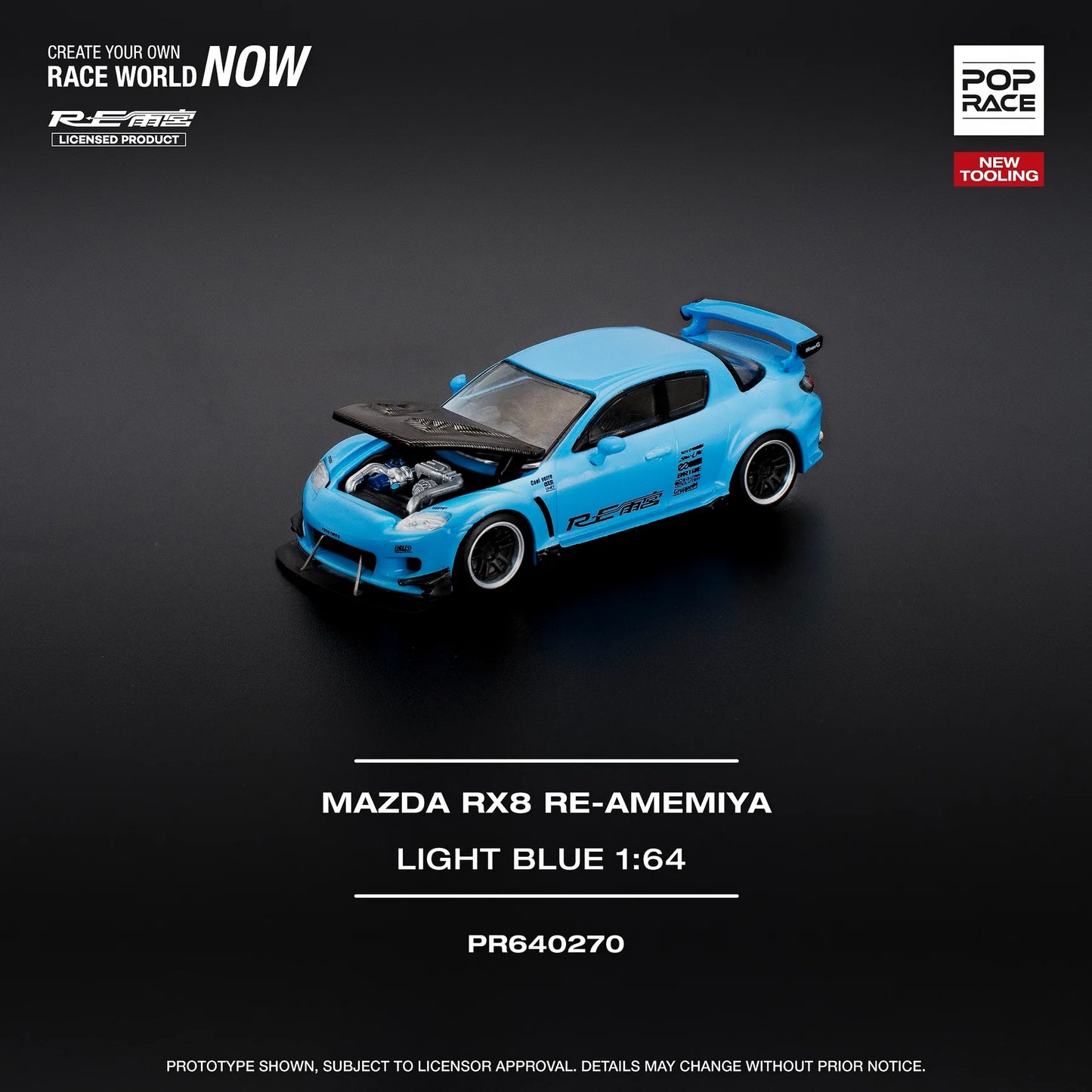 1/64 Pop Race Mazda RX-8 Re-Amemiya (Light Blue) (PR64-270)