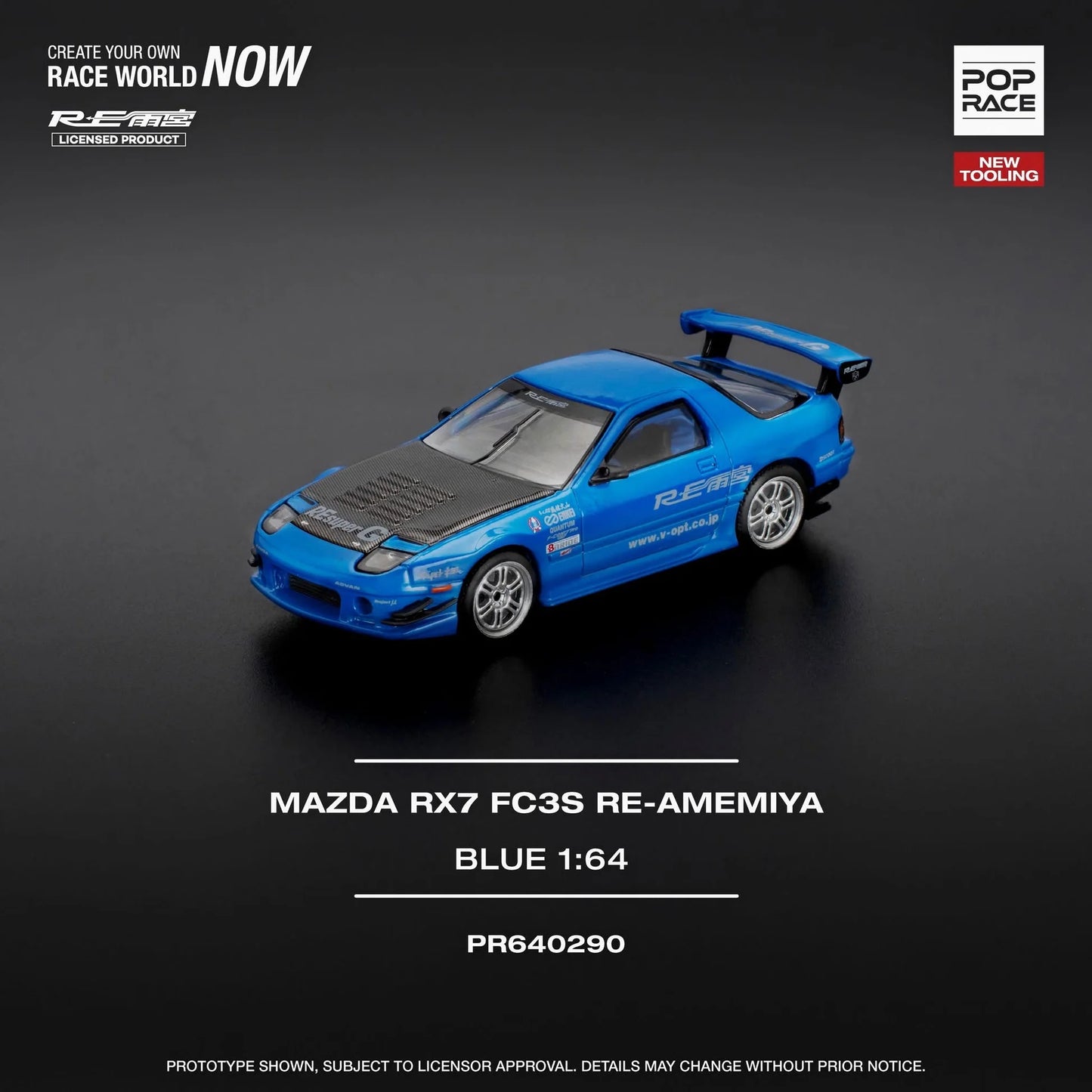 1/64 Pop Race Mazda RX-7 Re-Amemiya Widebody (Blue) (PR64-290)