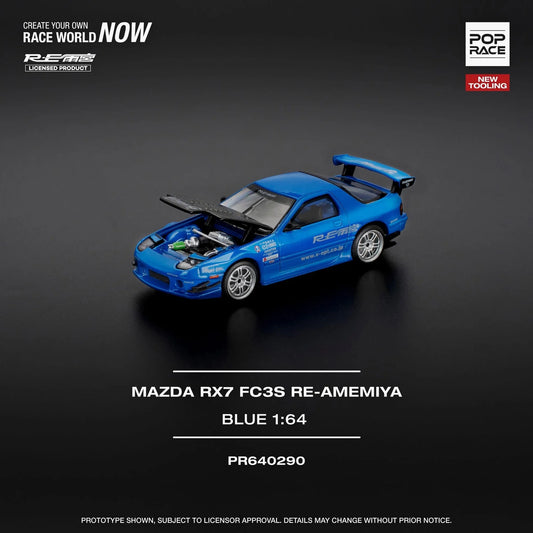 1/64 Pop Race Mazda RX-7 Re-Amemiya Widebody (Blue) (PR64-290)