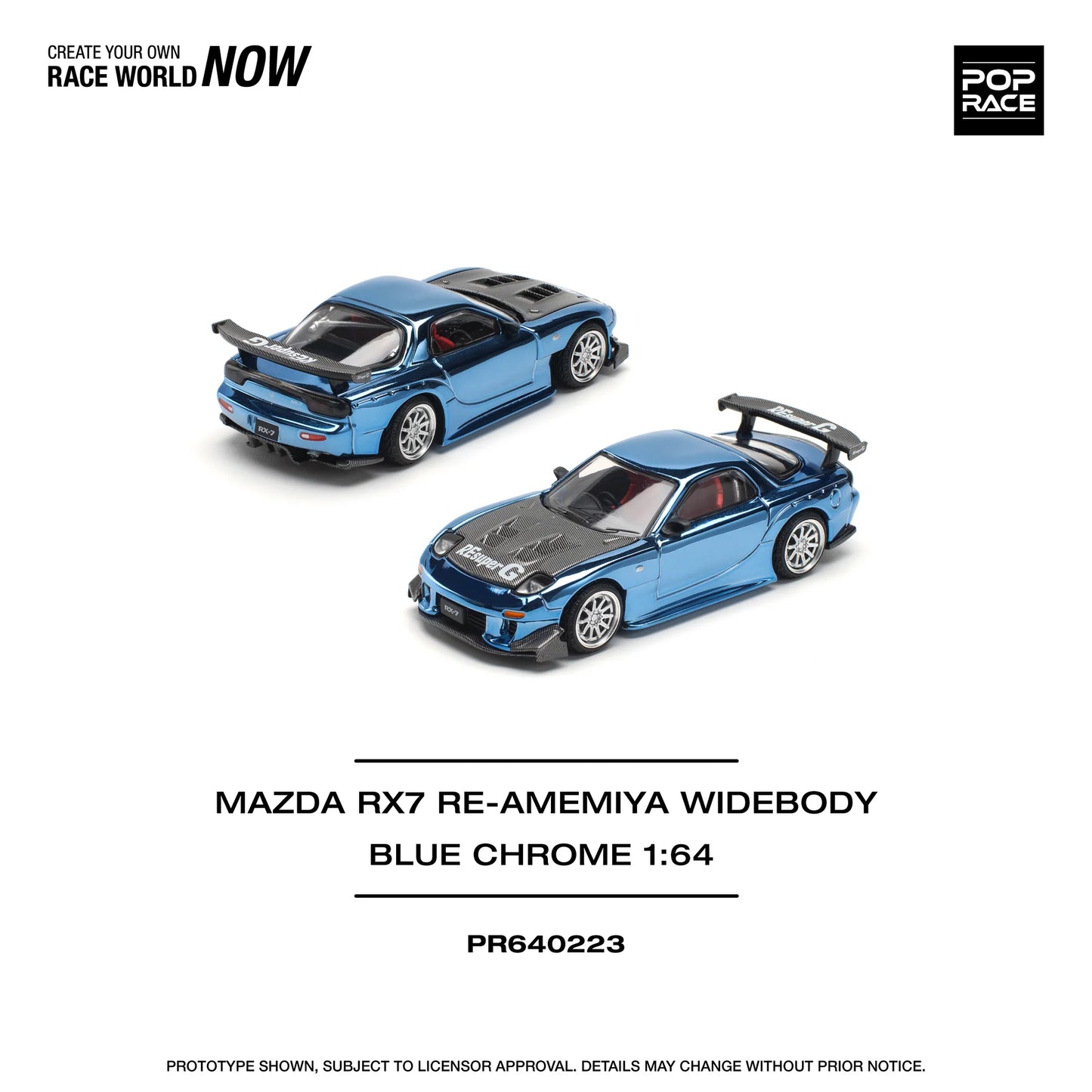 1/64 Pop Race Mazda RX-7 Re-Amemiya Widebody (Blue Chrome) (PR64-223)