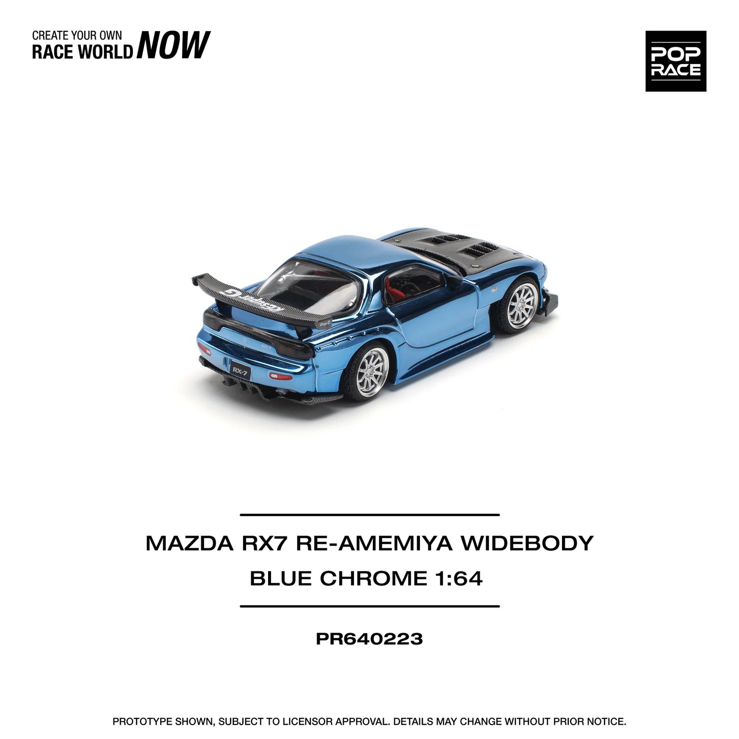 1/64 Pop Race Mazda RX-7 Re-Amemiya Widebody (Blue Chrome) (PR64-223)