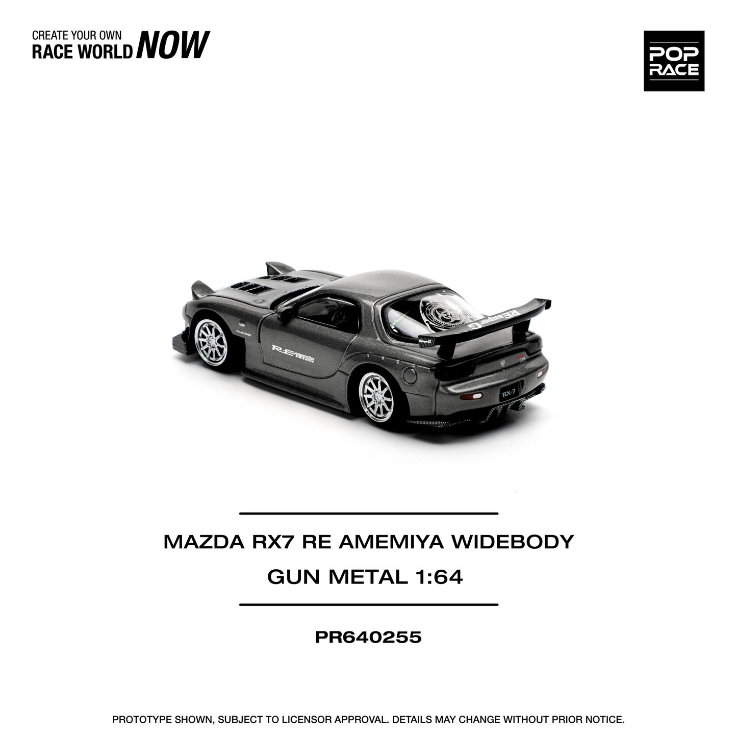 1/64 Pop Race Mazda RX-7 Re-Amemiya Widebody (Gun Metal) (PR64-255)