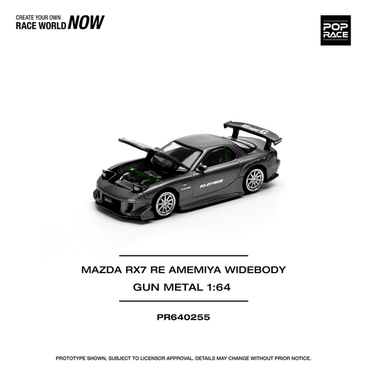 1/64 Pop Race Mazda RX-7 Re-Amemiya Widebody (Gun Metal) (PR64-255)